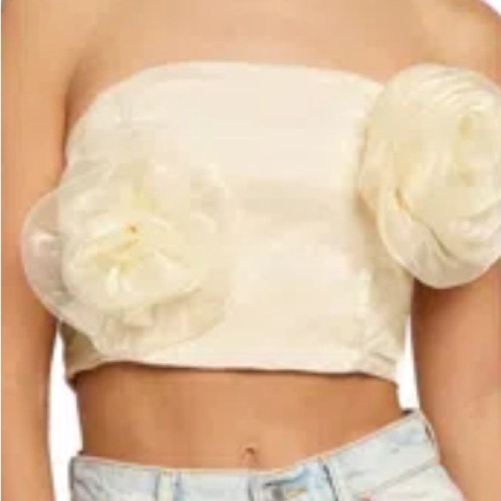 Know One Cares Beige Flower Crop Top